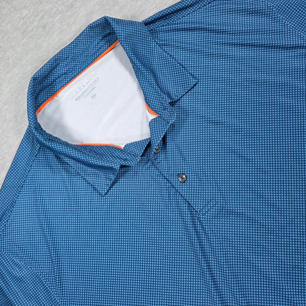 MAELREG Performance Polo Mens 4XL Blue Geometric Print Short Sleeve Golf Shirt